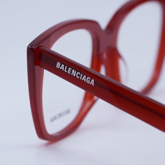 Balenciaga BB0062O 004 Eyeglasses 53mm Shiny Red Cat Eye Frame - Picture 10 of 11